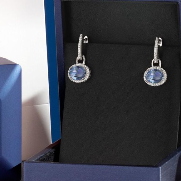 925 Sterling Silver with 4.44 Cttw Cassiopeia Mystic Topaz Oval Drop Earrings - Picture 4 of 5